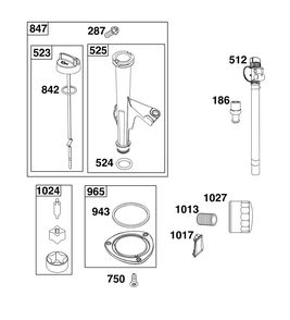 Lubrication Group Diagram and Parts List for 40N877-0070-B5  Briggs and Stratton Engine